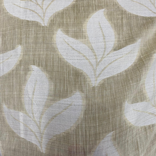 Pure Chanderi Brocade Beige Leaf Fabric