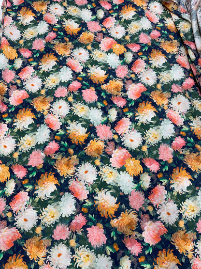 Buy 50s Poplin Beautiful Watercolour Floral Printed Fabric