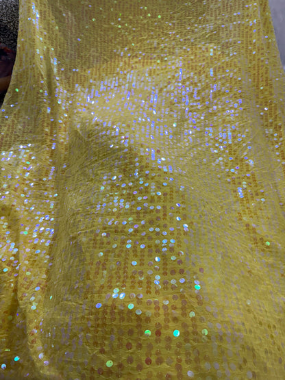 Buy Sequins Yellow Coloured Fabric