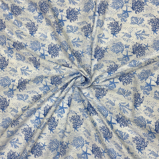 Buy 100% Pure Linen Algae Printed Fabric