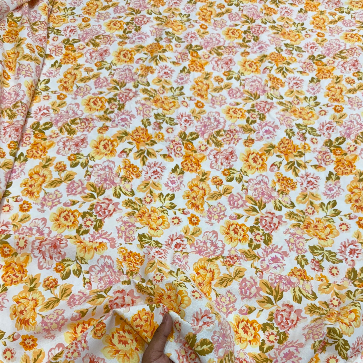 Buy Cotton Linen Summer Yellow Floral Printed Fabric