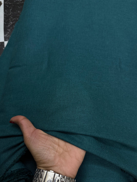 Buy Pure Linen Solid Firozi Green Fabric