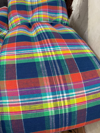Buy Pure Linen Yarn Dyed Check Fabric