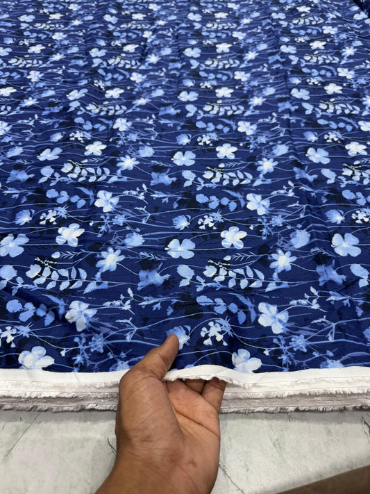 Buy Cotton Viscose Soothing Blue Printed Fabric