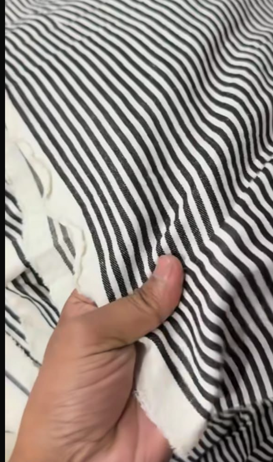 Buy Cotton Linen White Black Yarn Dyed Stripe Fabric