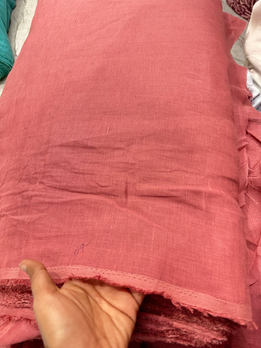 Buy Pure Linen Premium Collection Rust Pink Fabric