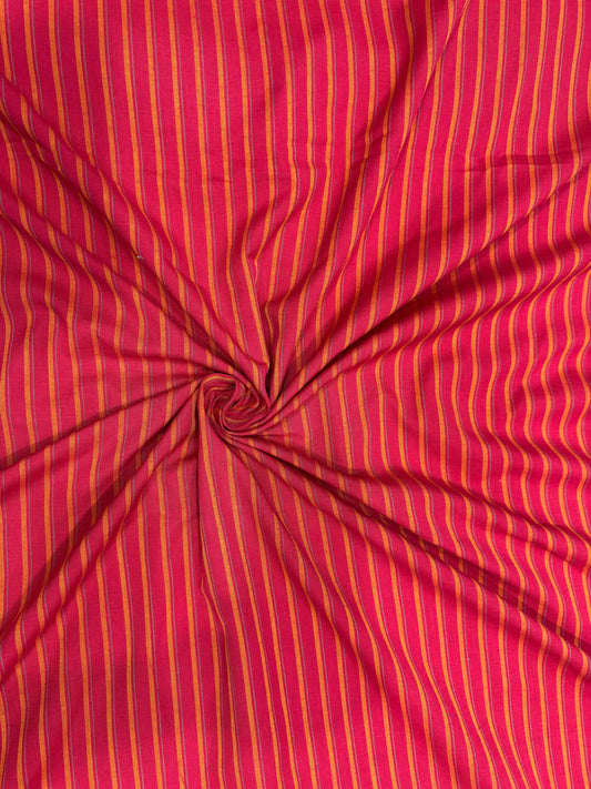 Buy Cotton Linen Red Base Yellow Stripe Fabric