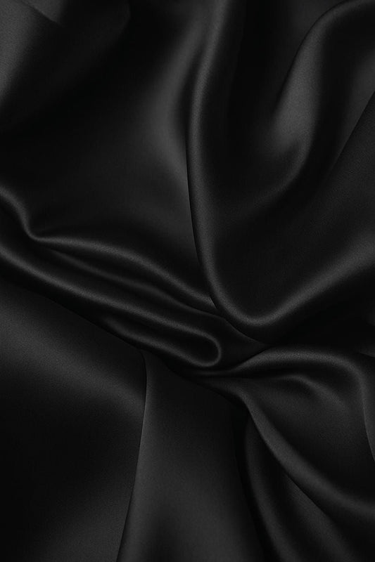 Buy Black Poly Viscose Satin Fabric