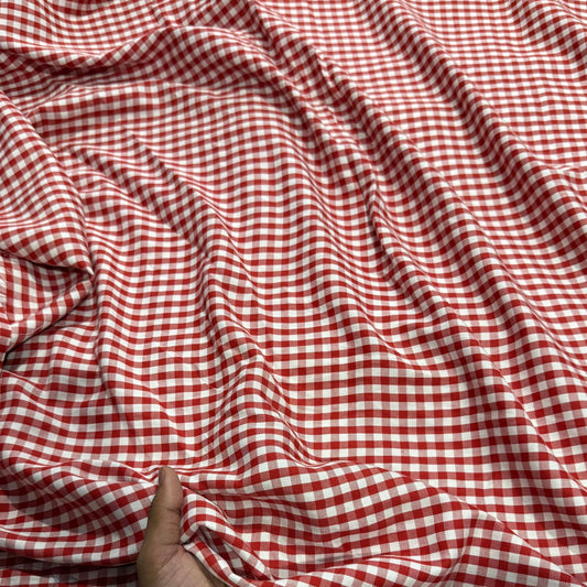 Buy Cotton Cotton Twill Red Check Printed Fabric