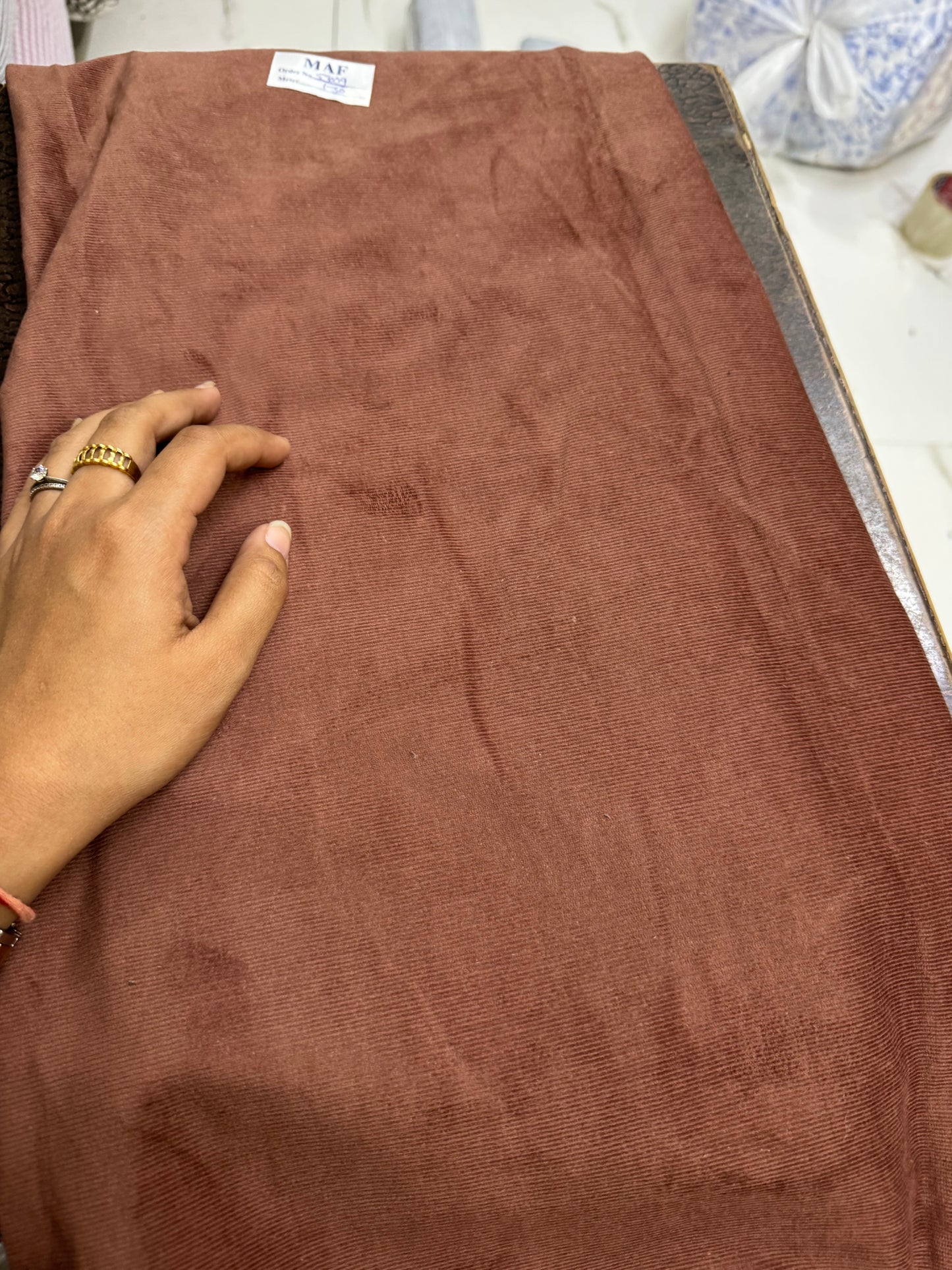 Buy Corduroy Solid Chocolate Brown Fabric (21 Wale)