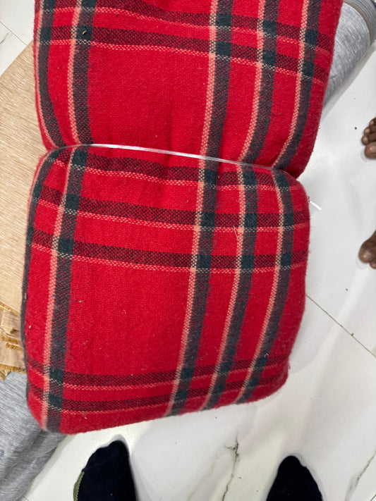 Buy Cotton Woollen Twill Red Check Fabric