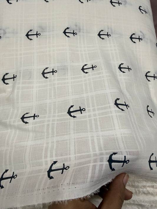 Buy Cotton Dobby Anchor Printed Kids Fabric