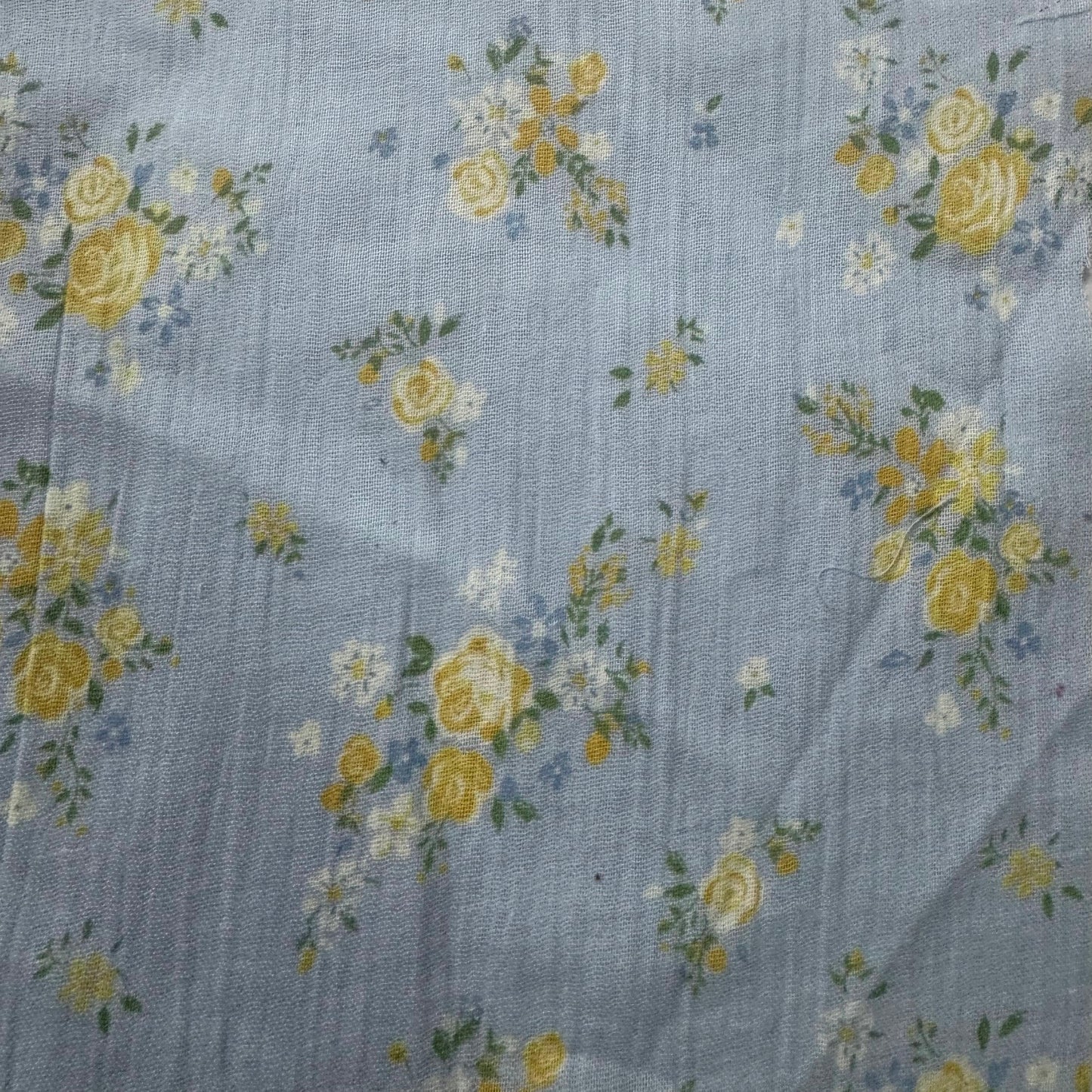 Buy Soft Cotton Double Cloth Powder Blue White Floral Fabric