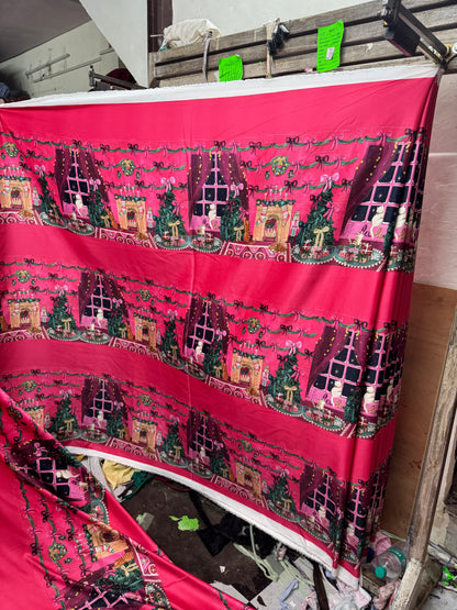 Buy Italian Silk Cat Christmas Printed Fabric