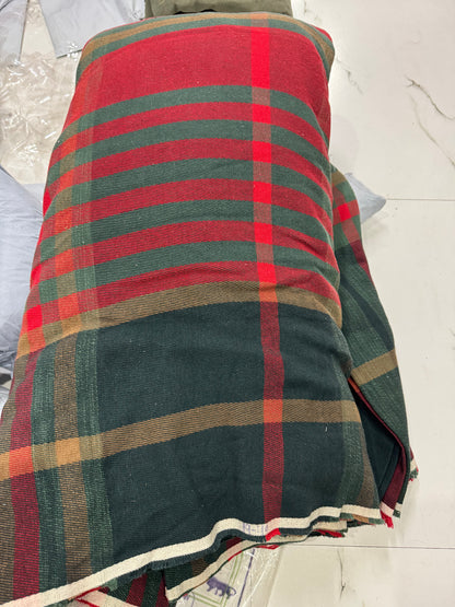 Buy Pure Linen Yarn Dyed Green Check Fabric