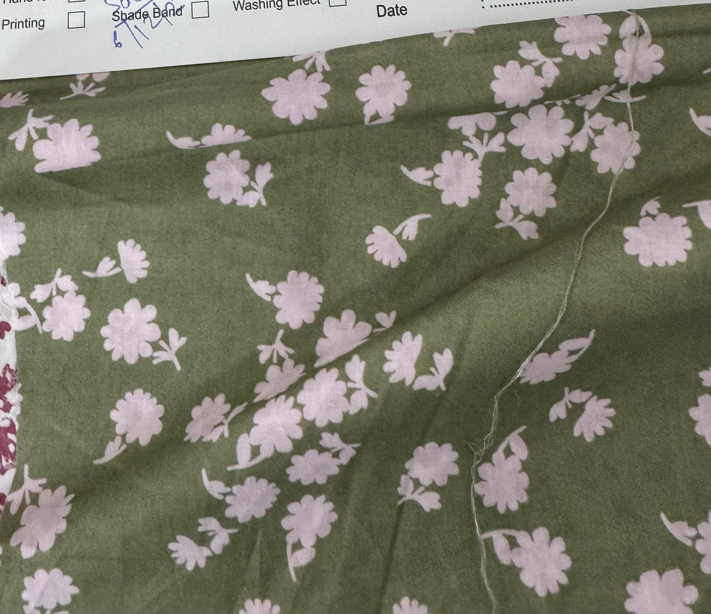 Buy Mul Cotton Olive Green Base Pink Flower Printed Fabric - MAF