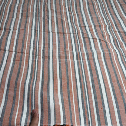 Buy Brown Hsade Stripes Cotton Jute Fabric