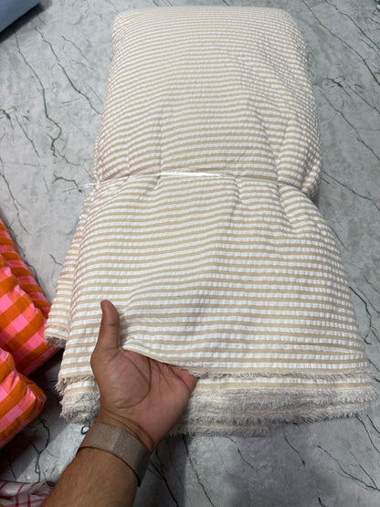 Premium Seersucker Beige Stripe Fabric