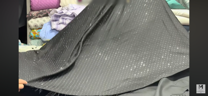 Buy Viscose Tensile Twill Black Base Silver Stone Pasted Fabric