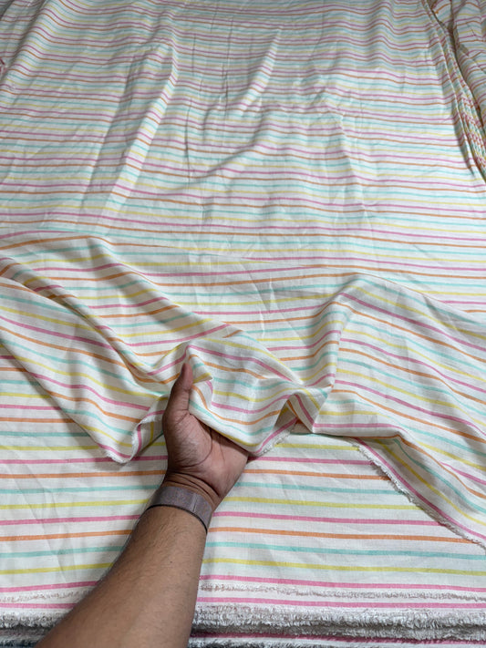Buy Premium Linen Colourful Stripe Printed Fabric