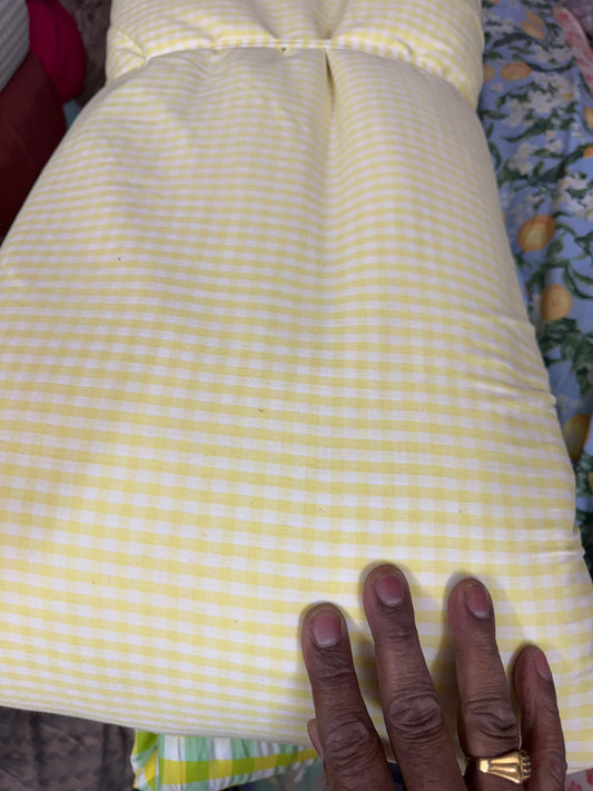 Buy Premium Cotton Gingham Yellow White Check Fabric