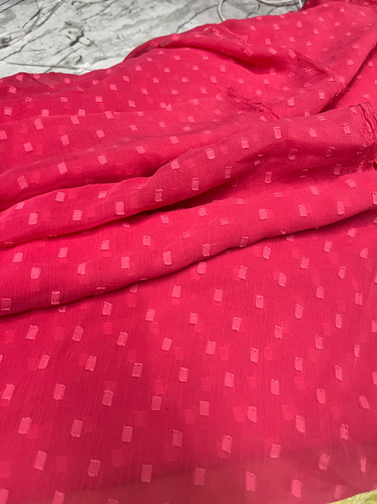 Chiffon Butta Solid Rose Pink Fabric