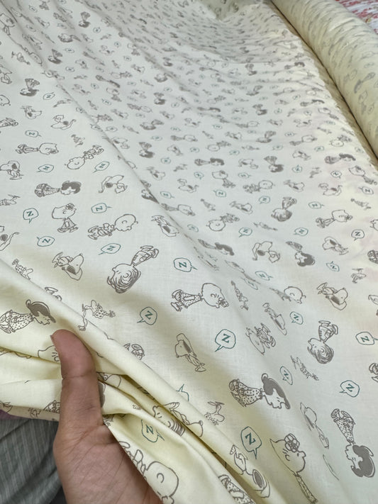 Buy Premium Cotton Kids Cartoon Baby Yellow Base Printed Fabric