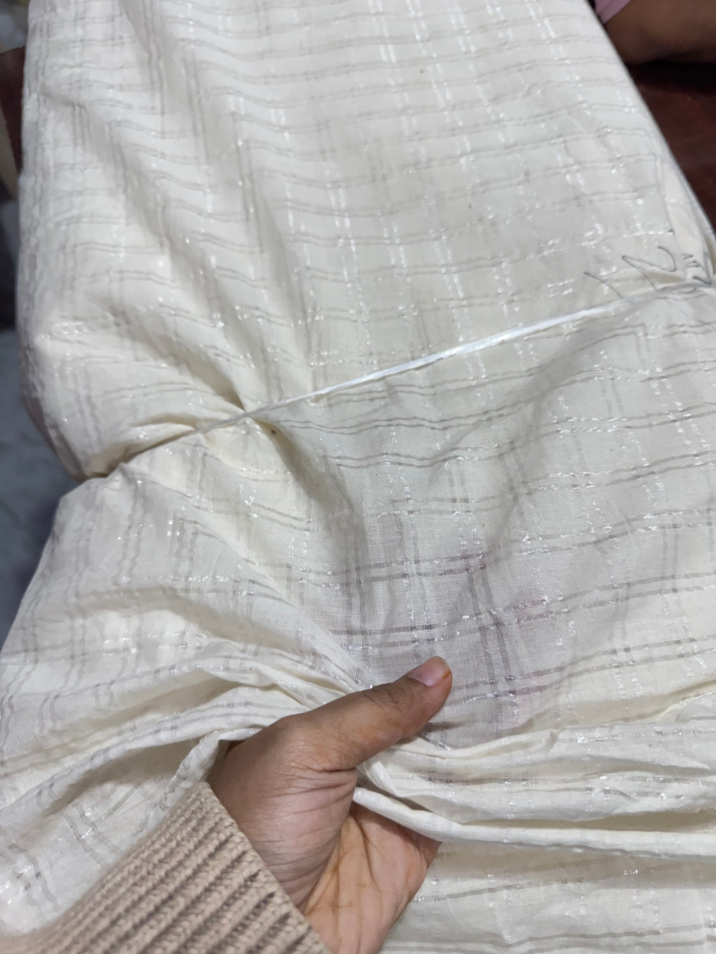 Buy Premium Seersucker Lurex Check Printed Fabric