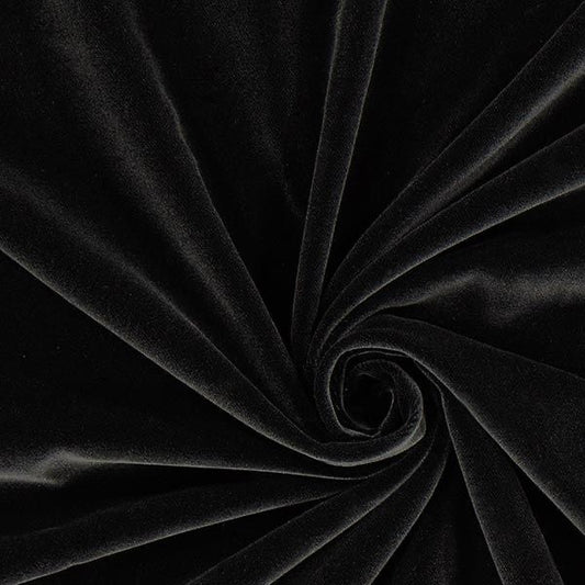 Buy Solid Black Cotton Velvet Fabric