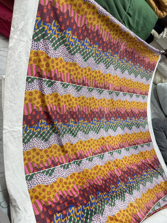 Buy Cotton Velvet Multi Base Printed Fabric