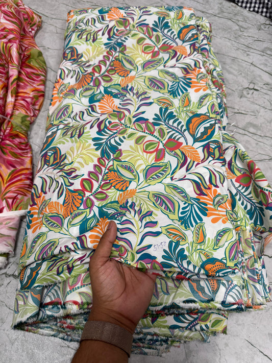 Buy Cotton Viscose Multi Flower Printed Fabric