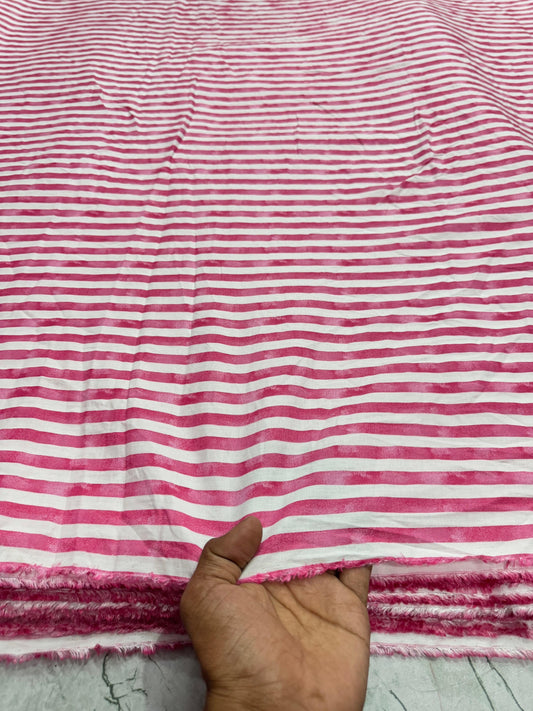 Buy Cotton Viscose Pink Stripe Fabric