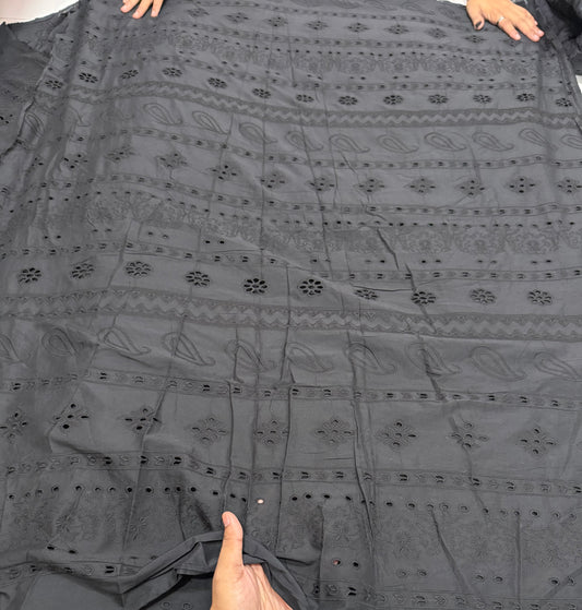 Buy Cotton Hakoba Black Pasiley Mix Border Fabric