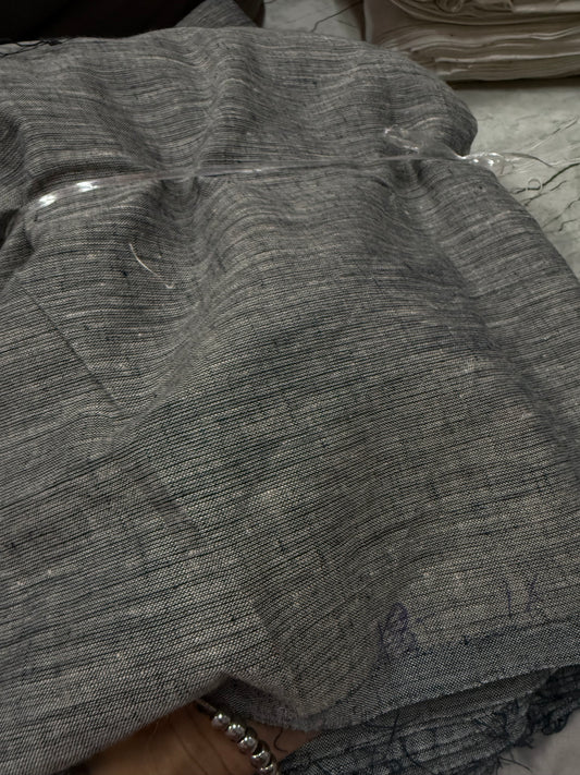 Buy Pure Linen Grey Black Fabric