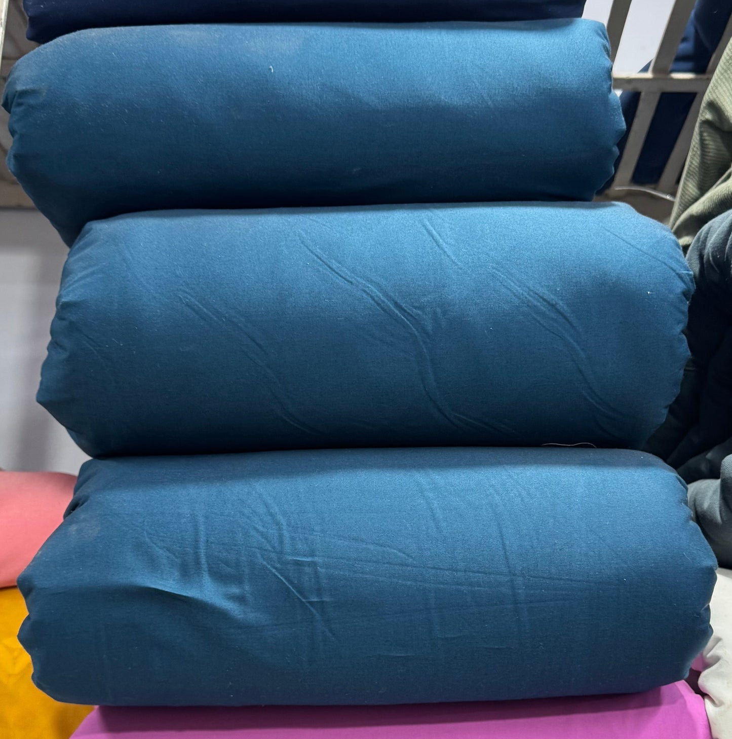 Buy Solid Azure Blue Pure Cotton Poplin Satin