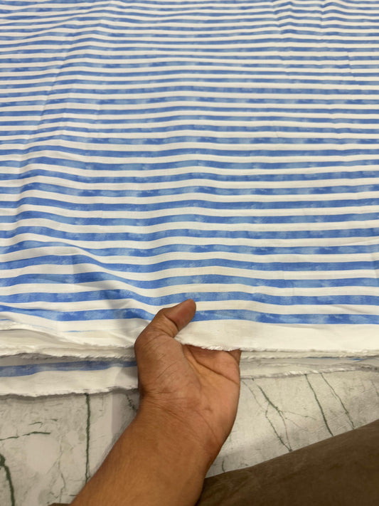 Buy Cotton Viscose Blue Stripe Fabric