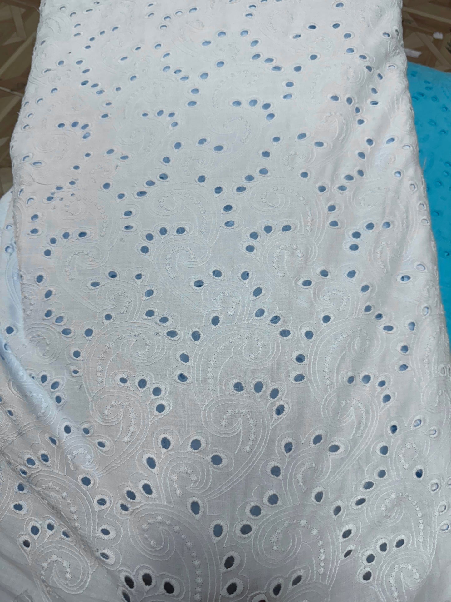 Buy Cotton Hakoba Dust Blue Peacock Head Fabric