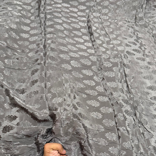 Buy Viscose jacquard Metallic Grey Base Fabric