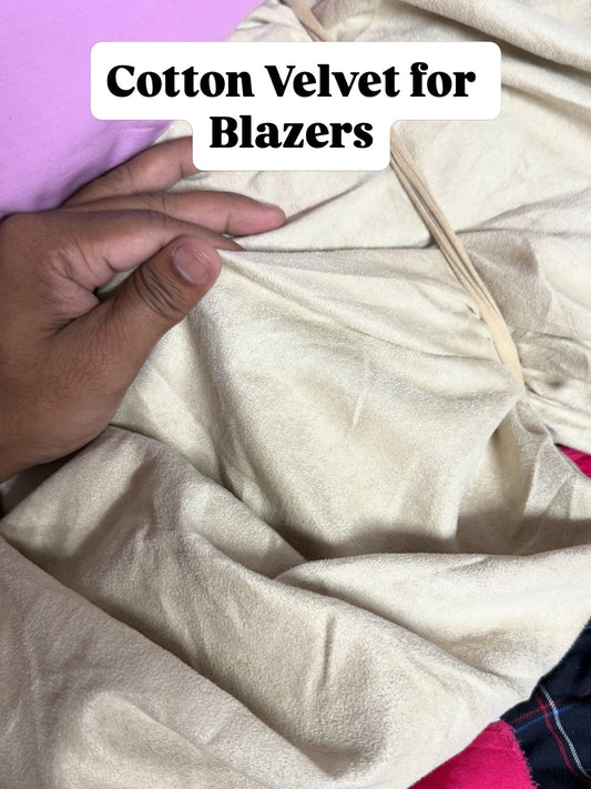 Buy Solid Beige Cotton Velvet Blazer Fabric