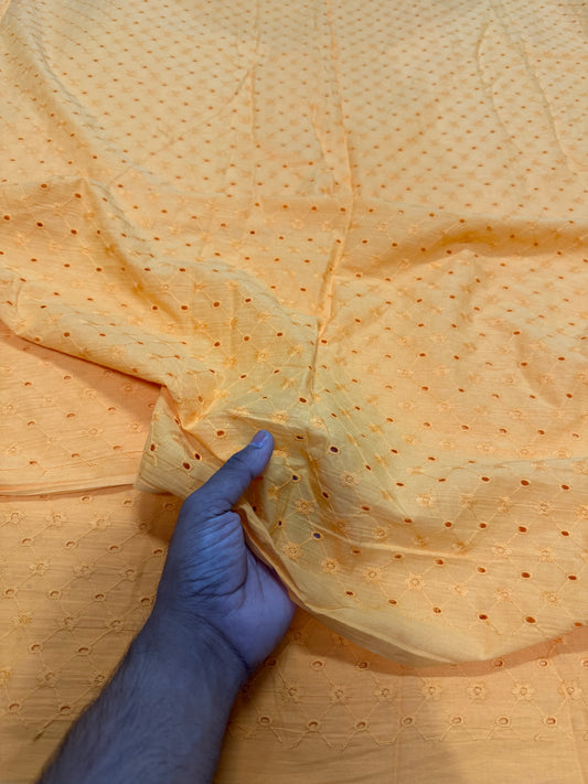 3D Cotton Hakoba Gold Rush Daisy Pattern Embroidery