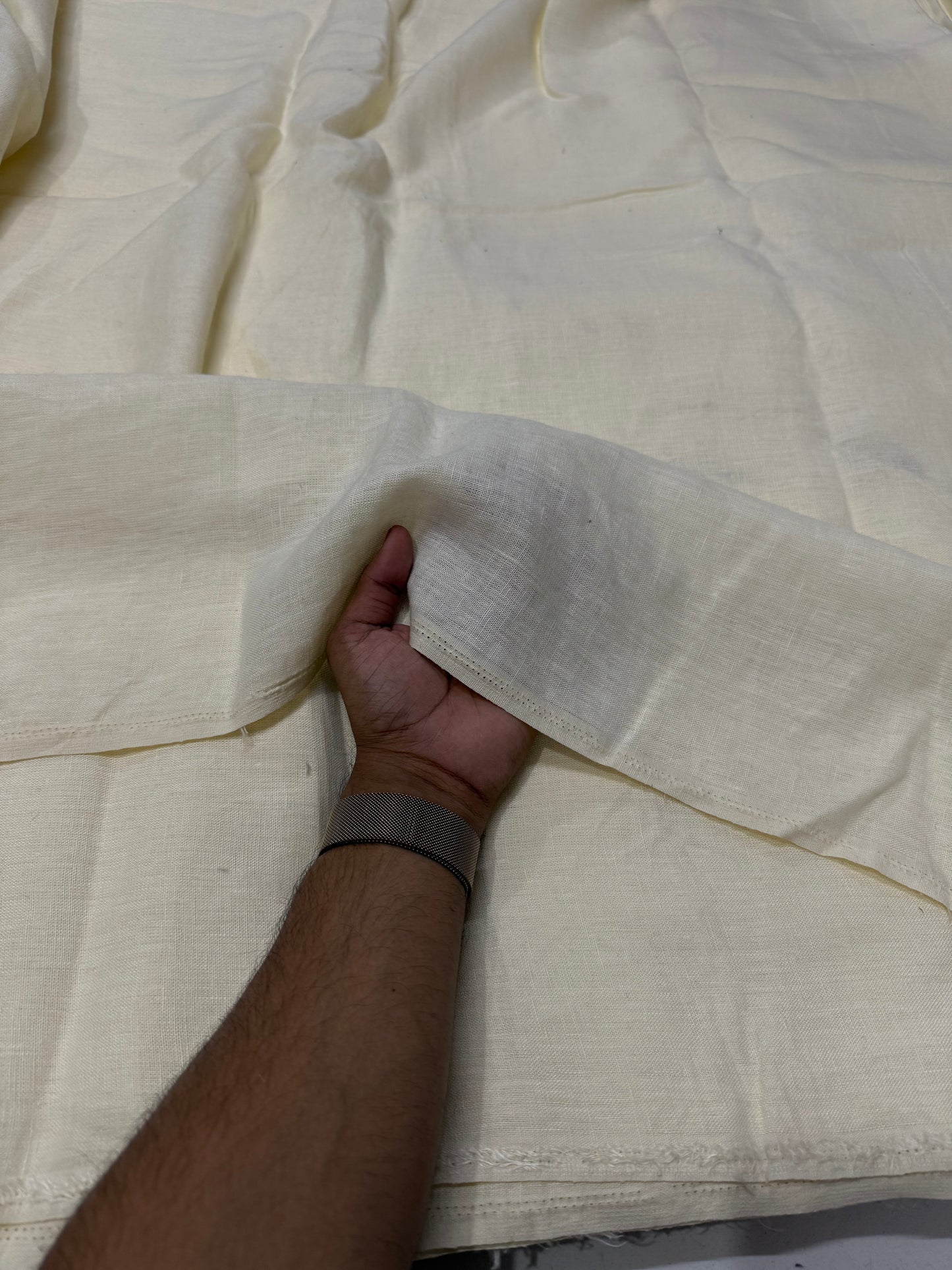 Buy Lab Certified Pure Linen Solid Beige Fabric