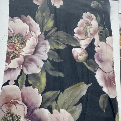 Buy Poly Georgette Black Bold Floral Printed Fabric