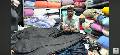 Buy Viscose Tensile Twill Black Base Silver Stone Pasted Fabric