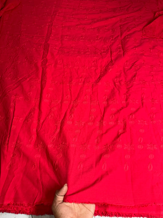 Hakoba Red Threadwork Circle Square Fabric