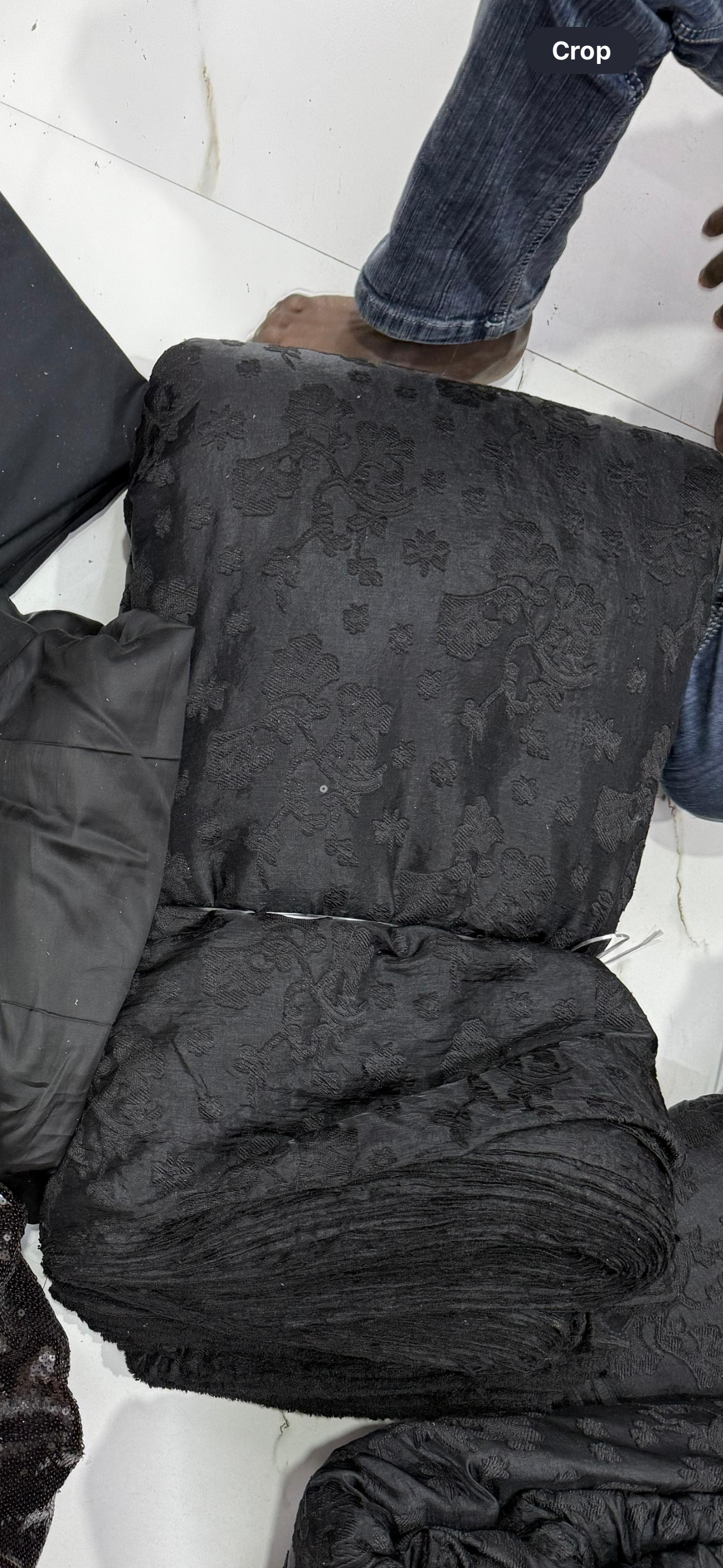 Buy Cotton Jacquard Black Base Black Work Fabric - MAF 