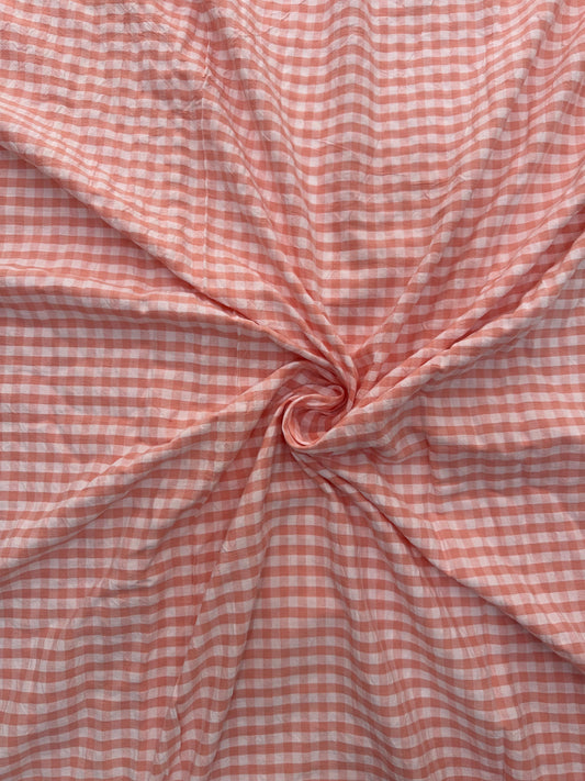 Summer Baby Pink Cotton Gingham – Wrinkle-Free 58” Premium Seersucker Fabric