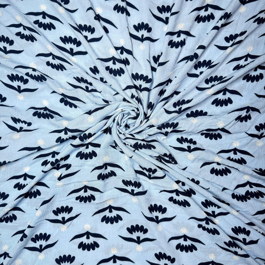 Buy Rayon Crepe Black Lattice Printed Fabric