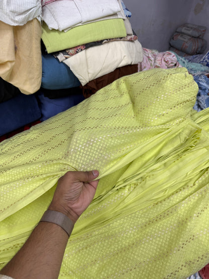 Buy Cotton Baby Green Jacquard Zari Fabric