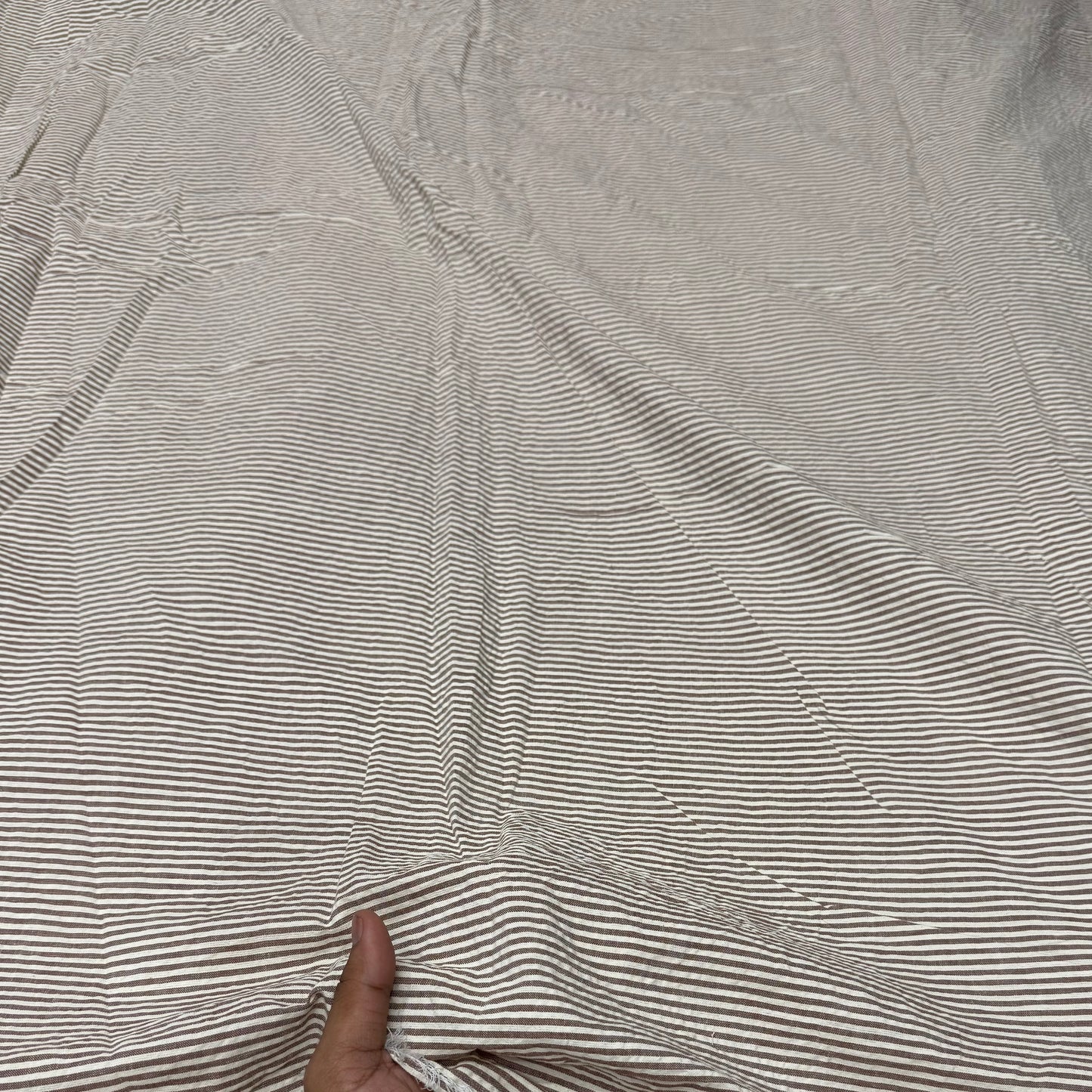 Premium Seersucker Brown Stripe Fabric