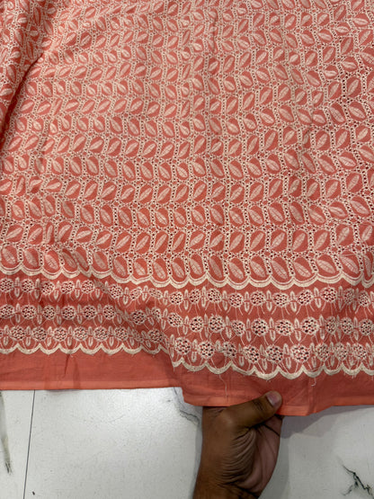 Buy Cotton Hakoba Candy Orange Box Leaf Embroidery